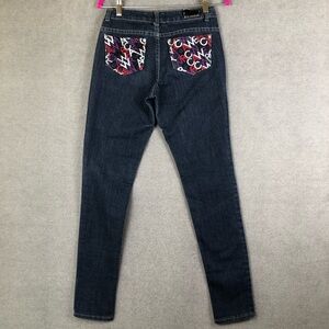 ROCAWEAR 1999 Embroidered Pocket Y2K Blue skinny Jeans size 3